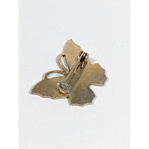 Vintage Green Enamel Stripe Butterfly Pin - Picture 5 of 6